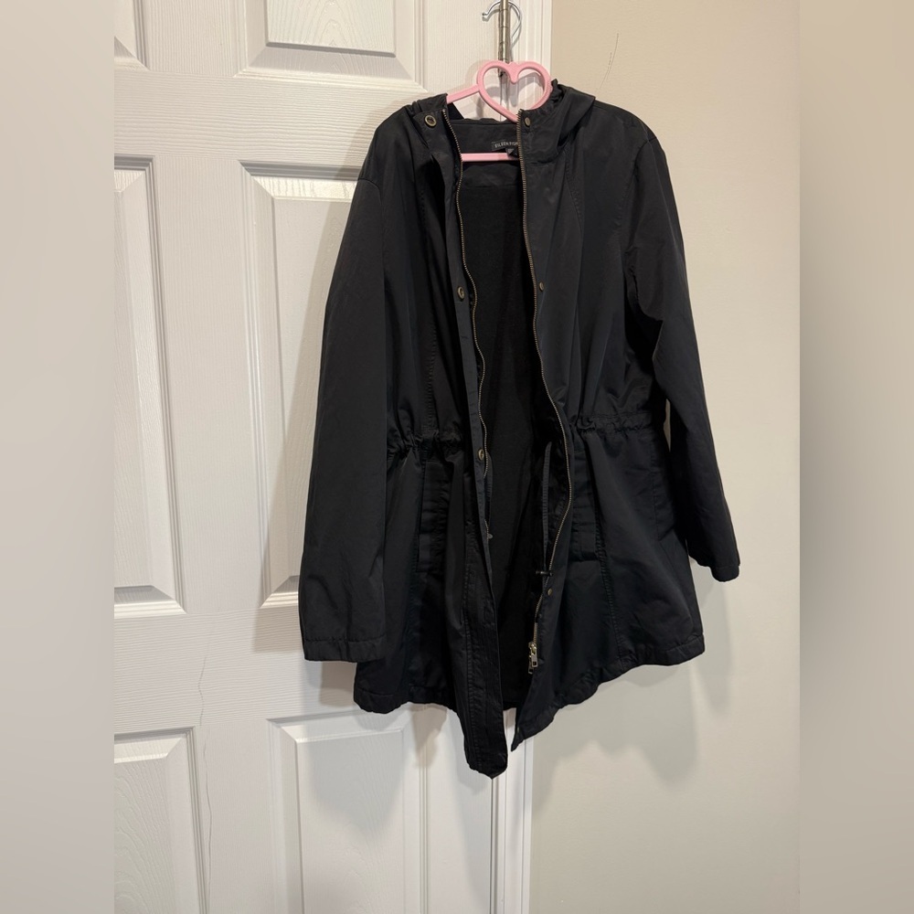 Eileen Fisher Jacket large L black organic cotton fleece lined hooded size XL